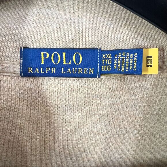 Polo Ralph Lauren Mens 2XL Tan Estate-Rib Cotton Quarter-Zip Pullover Jocy Logo - Picture 3 of 13